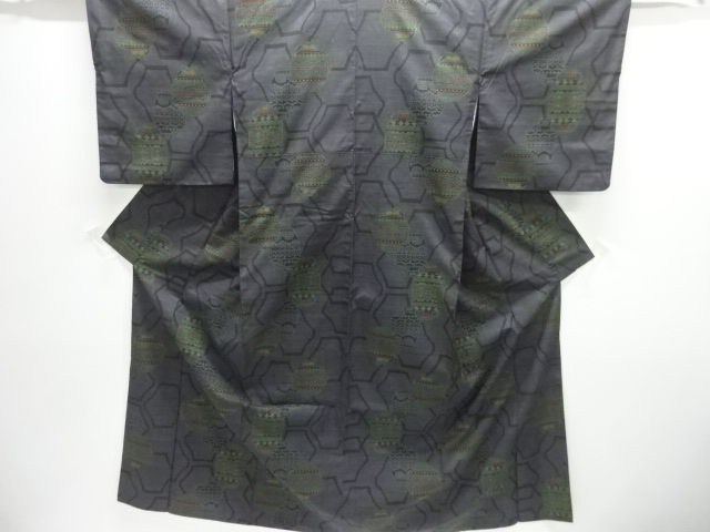 JAPANESE KIMONO / SILK / DORO OSHIMA TSUMUGI / WOVEN JAR